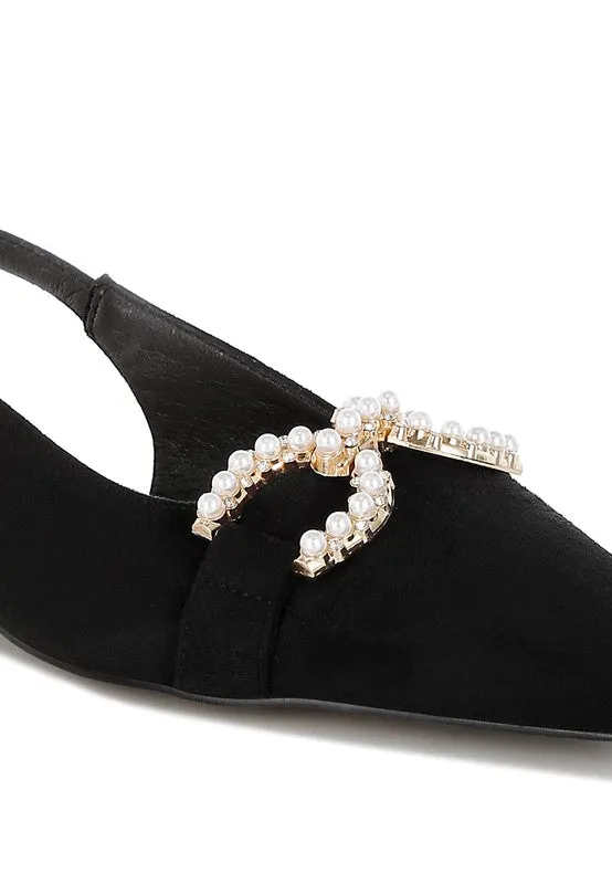 Salova Pearl-Studded Horsebit Flats