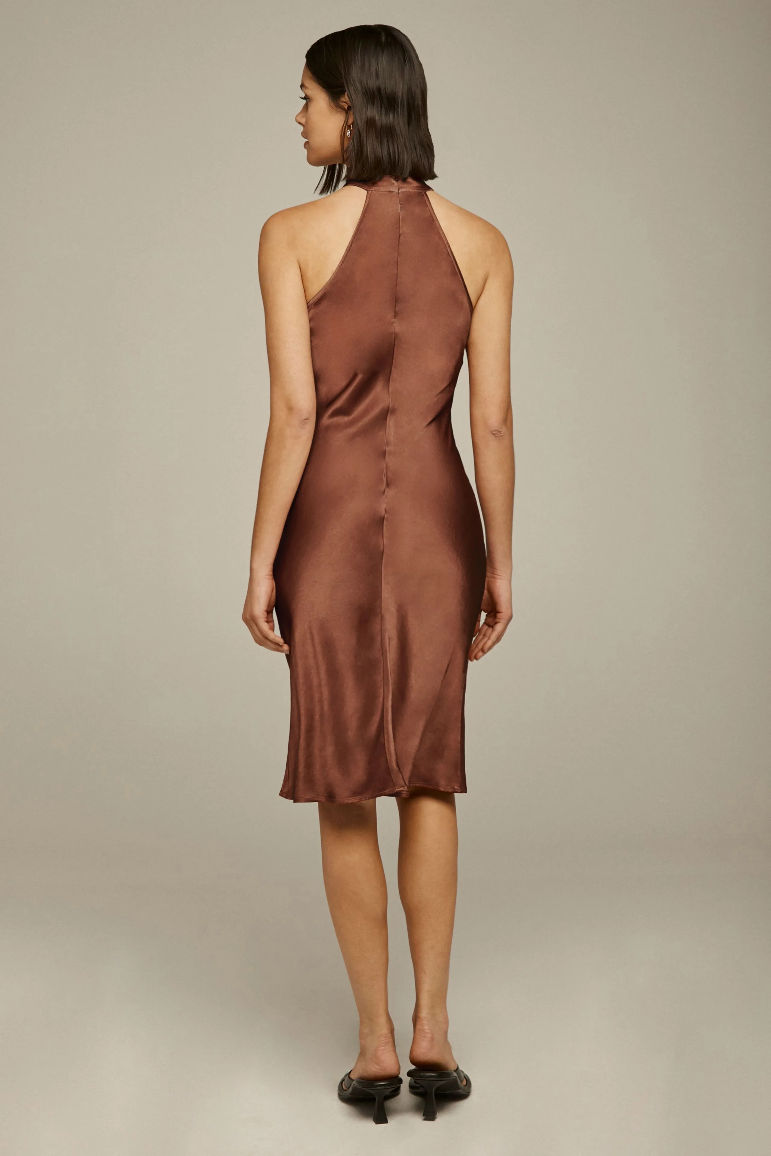 Satin Bias Halter Dress