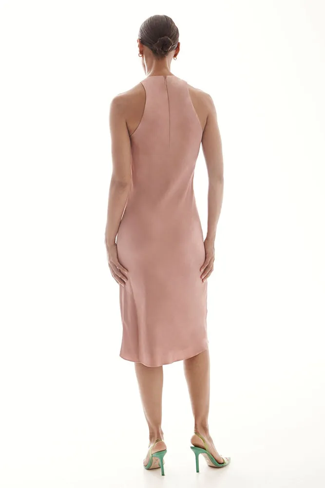 Satin Bias Halter Tank Dress