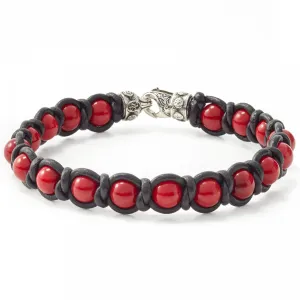 Scott Kay Red Shell Pearl and Leather Bracelet with Sterling Silver Lobster Clasp