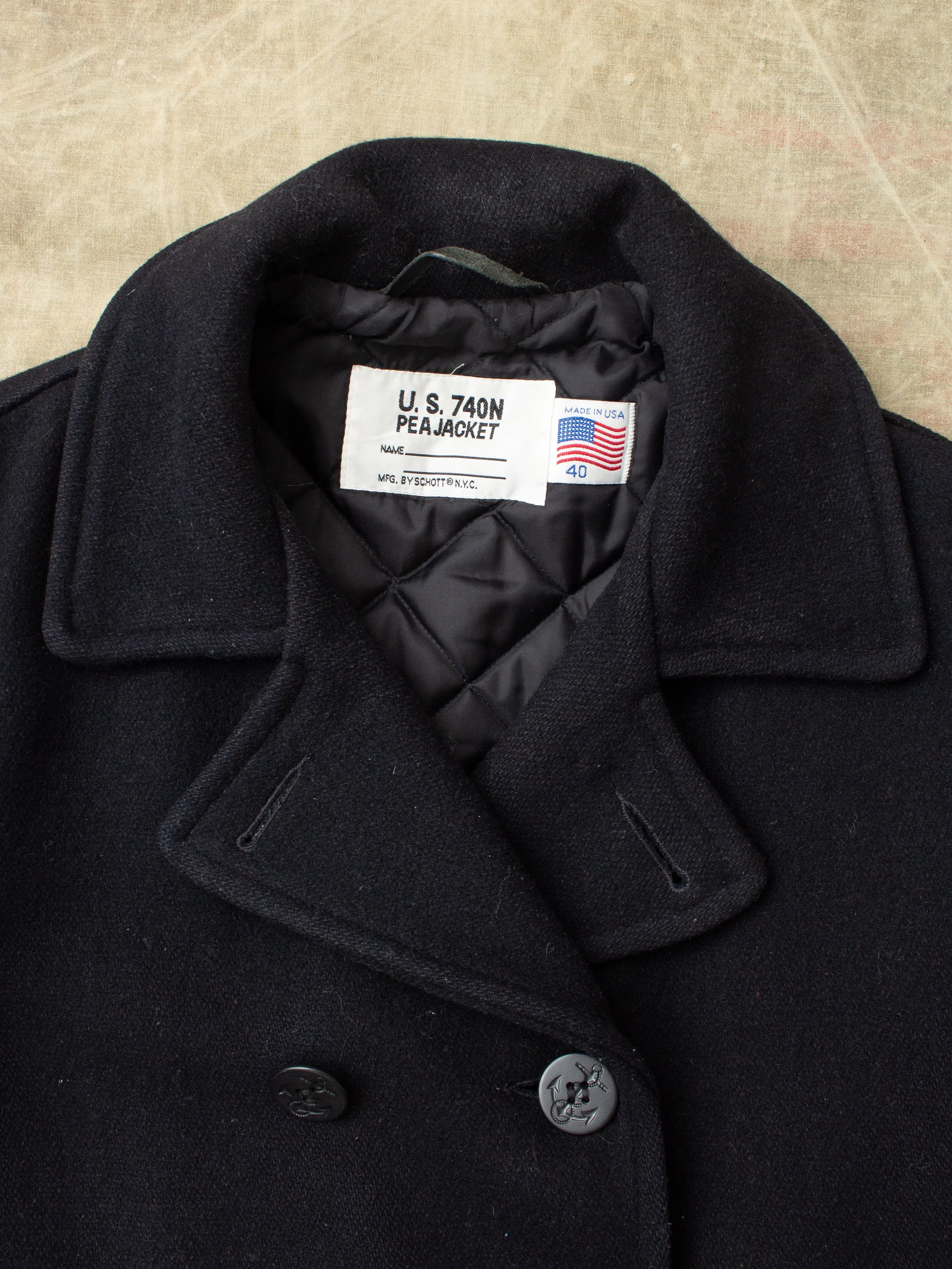 Second Hand Schott USN Wool Pea Coat Size 40
