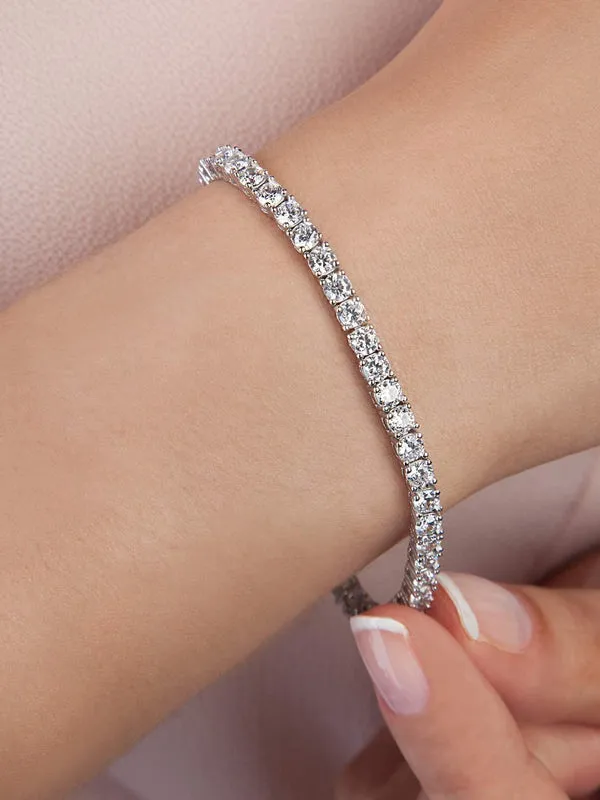 Shiny 3mm Cubic Zircon Classic Tennis Bracelet | Gold Bracelets For Women