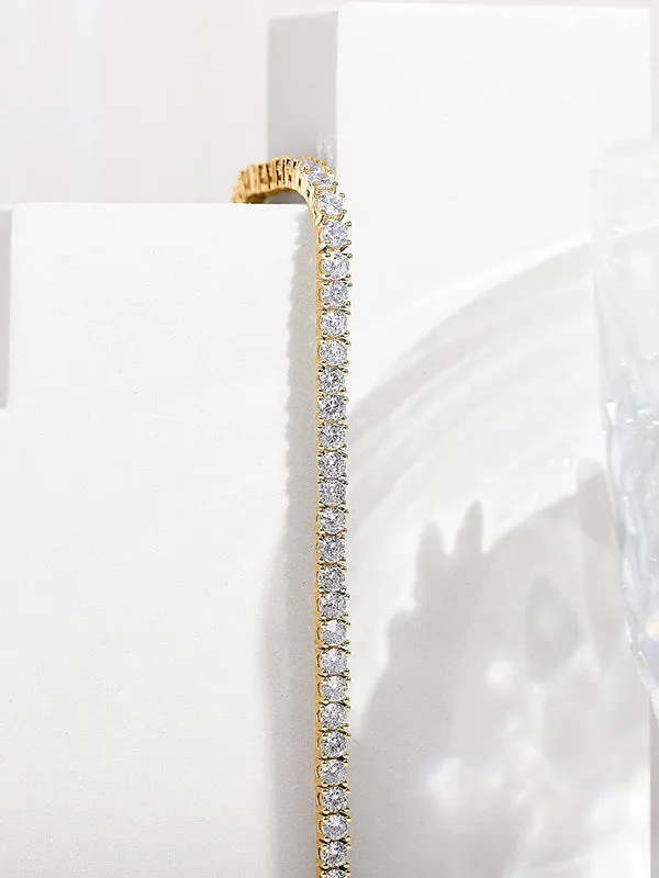 Shiny 3mm Cubic Zircon Classic Tennis Bracelet | Gold Bracelets For Women