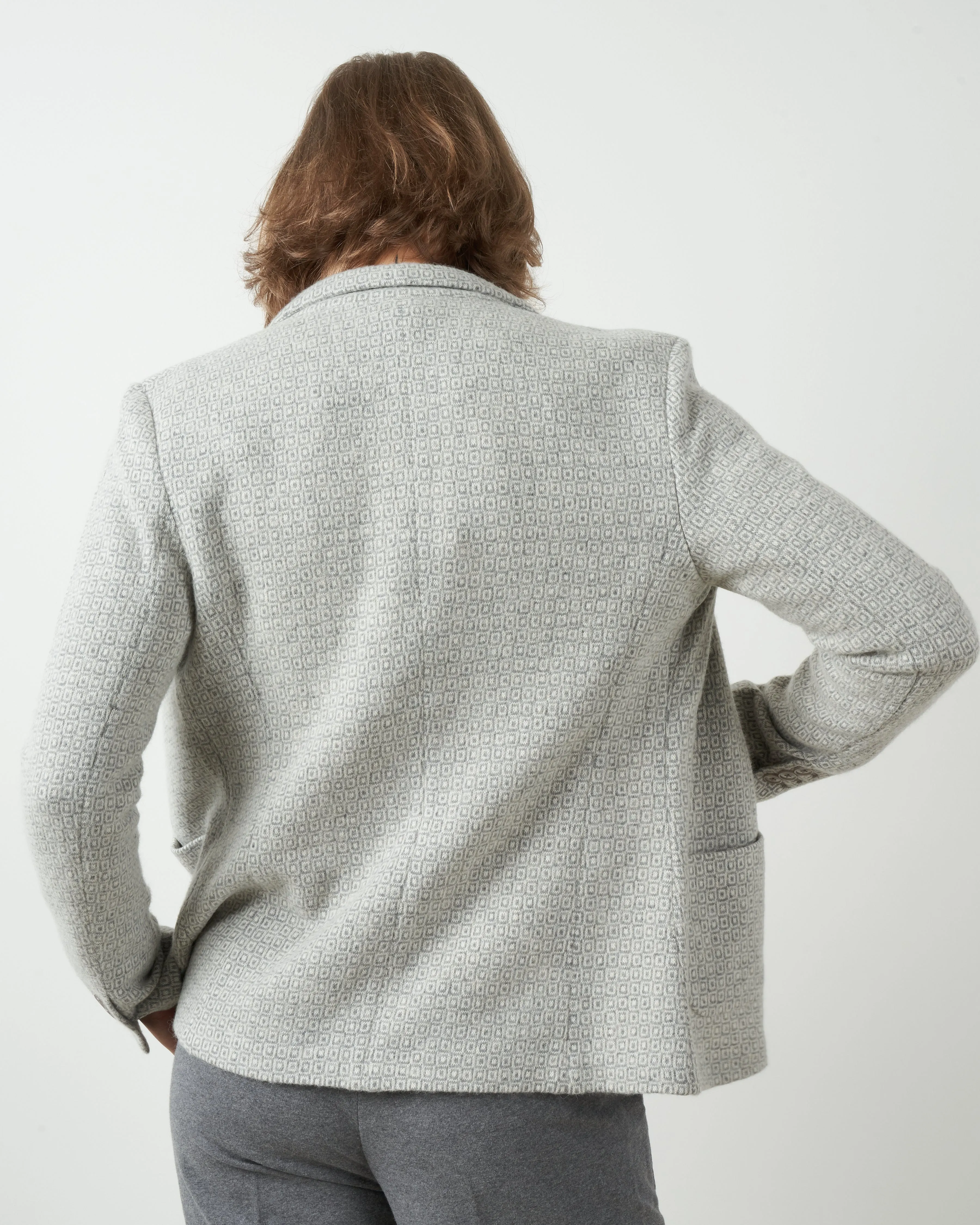 short wool jacquard jacket - perla