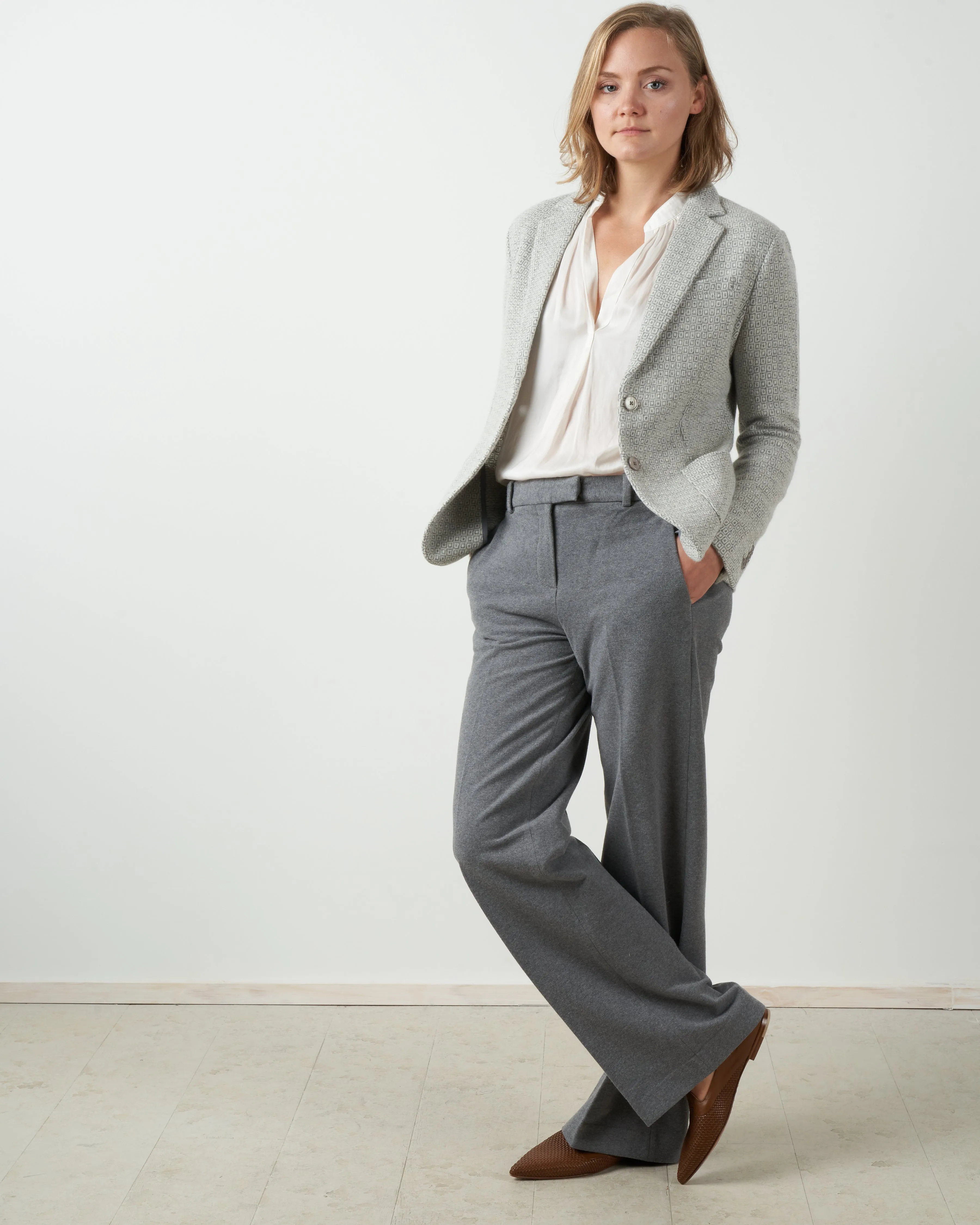 short wool jacquard jacket - perla