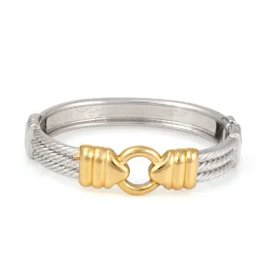 SILVER AND GOLD-TONE METAL ROPE HINGED  BRACELET #SWR-CP2025