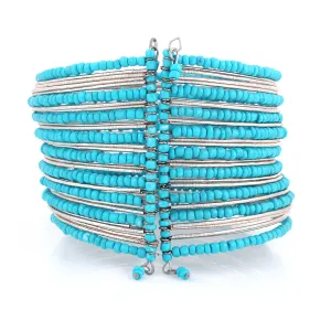 SILVER AND TURQUOISE BRACELETS #BL88084-1 SIL/TRQ (RG18/B61)