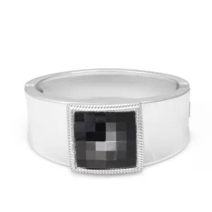 SILVER BLACK CRYSTAL HINGED BRACELET #FW-B1563 SBLK (14th Fl old office)