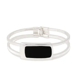 SILVER BLACK EPOXY HINGED BRACELET #FW-B0564SBK (Showroom)