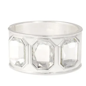 SILVER CLEAR FACETED CRYSTAL HINGED BRACELET #FW-B377SLC (15FL Showroom)