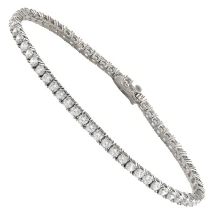 Silver Cubic Zirconia Stones Tennis Bracelet 4 mm 9 Ctw