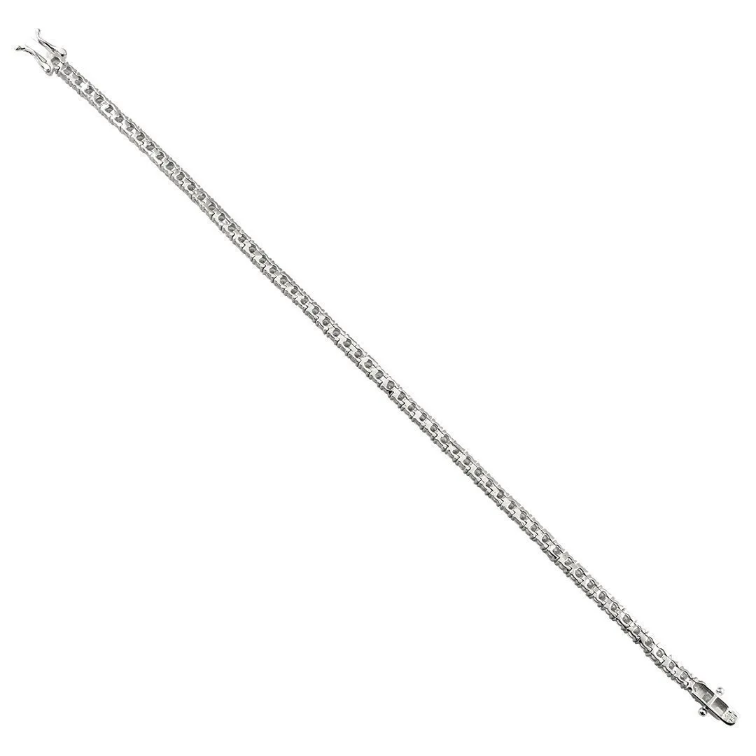 Silver Cubic Zirconia Stones Tennis Bracelet 4 mm 9 Ctw