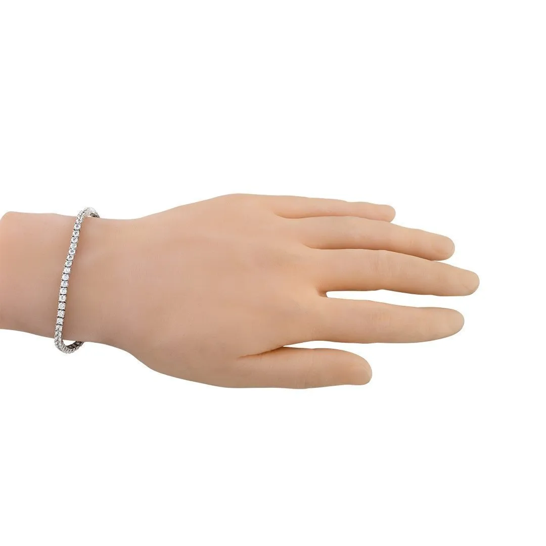 Silver Cubic Zirconia Stones Tennis Bracelet 4 mm 9 Ctw