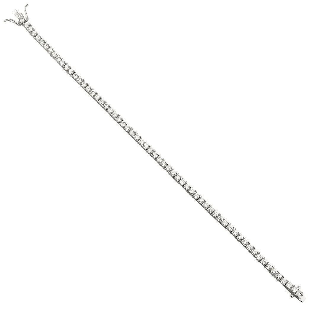 Silver Cubic Zirconia Stones Tennis Bracelet 4 mm 9 Ctw