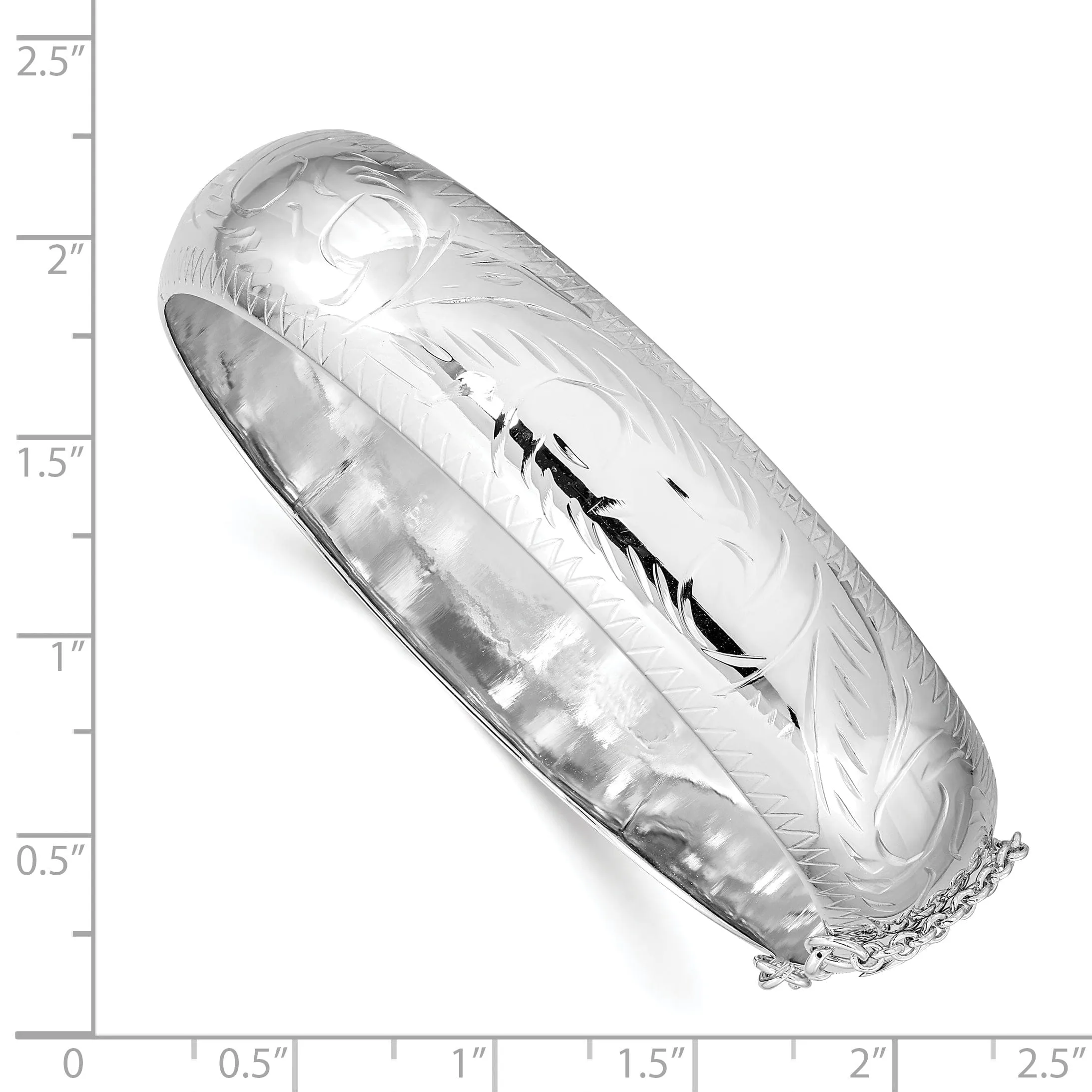Silver Diamond Cut Fancy Hinged Bangle Bracelet