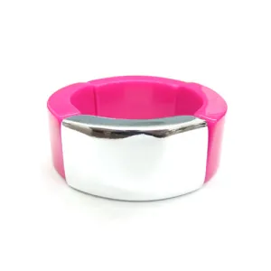 SILVER FUCHISA HINGED BRACELETS  #HB135_FUCHSIA (KB1)