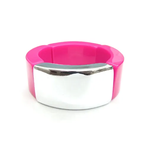 SILVER FUCHISA HINGED BRACELETS  #HB135_FUCHSIA (KB1)