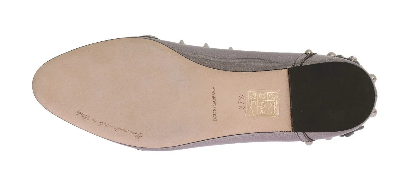 Silver Leather Studded Crystal Loafer