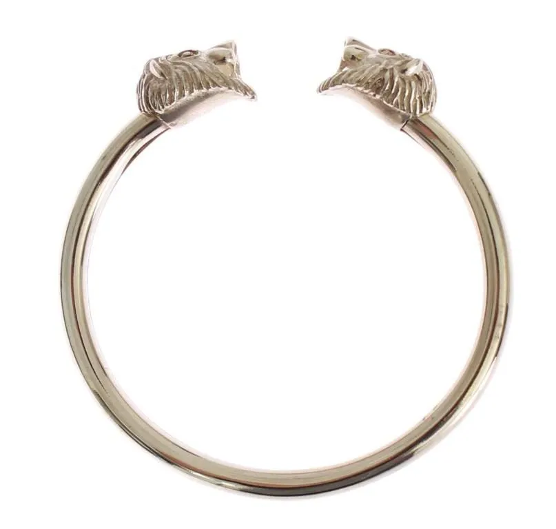 Silver Lion 925 Sterling Bangle Bracelet