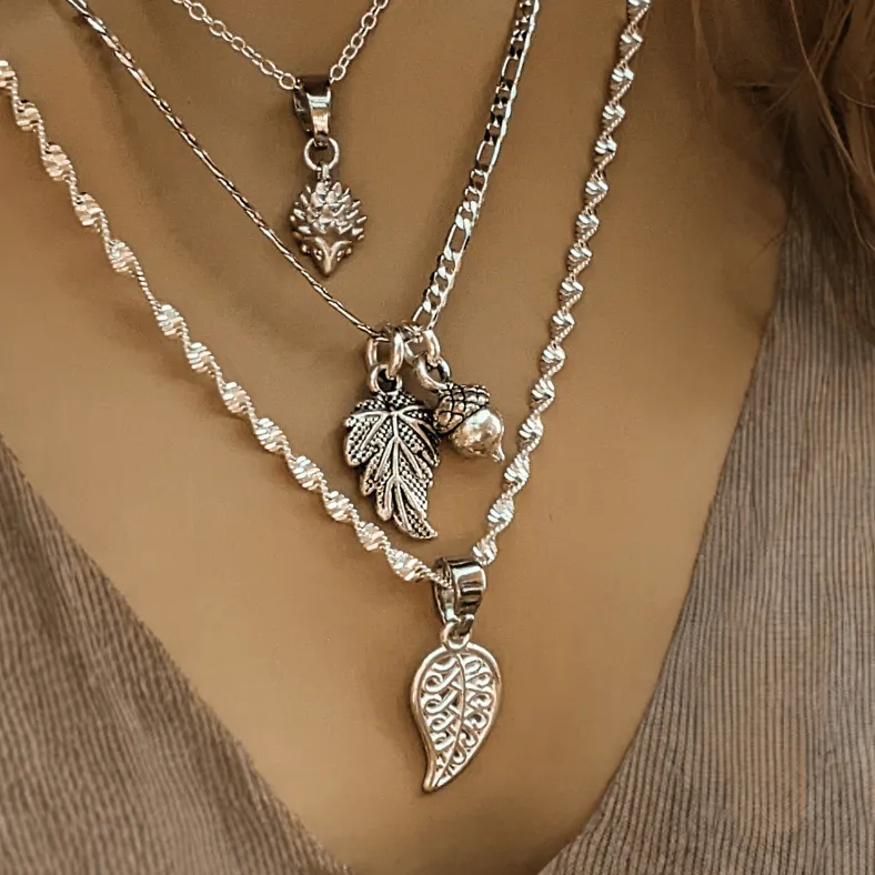 Silver Nature's Splendor Layered Necklace Set