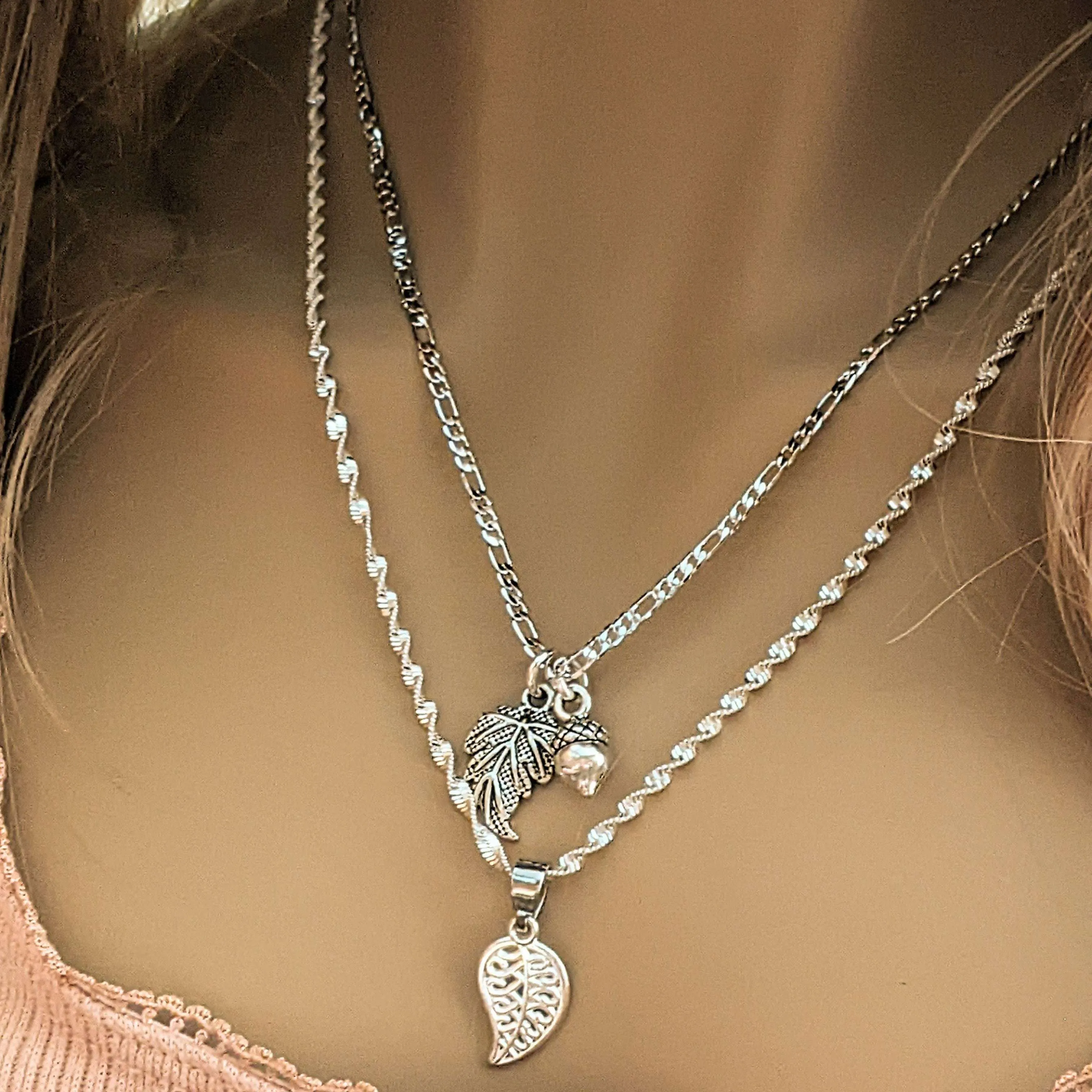 Silver Nature's Splendor Layered Necklace Set