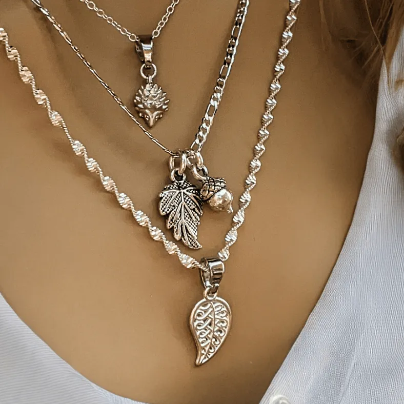 Silver Nature's Splendor Layered Necklace Set