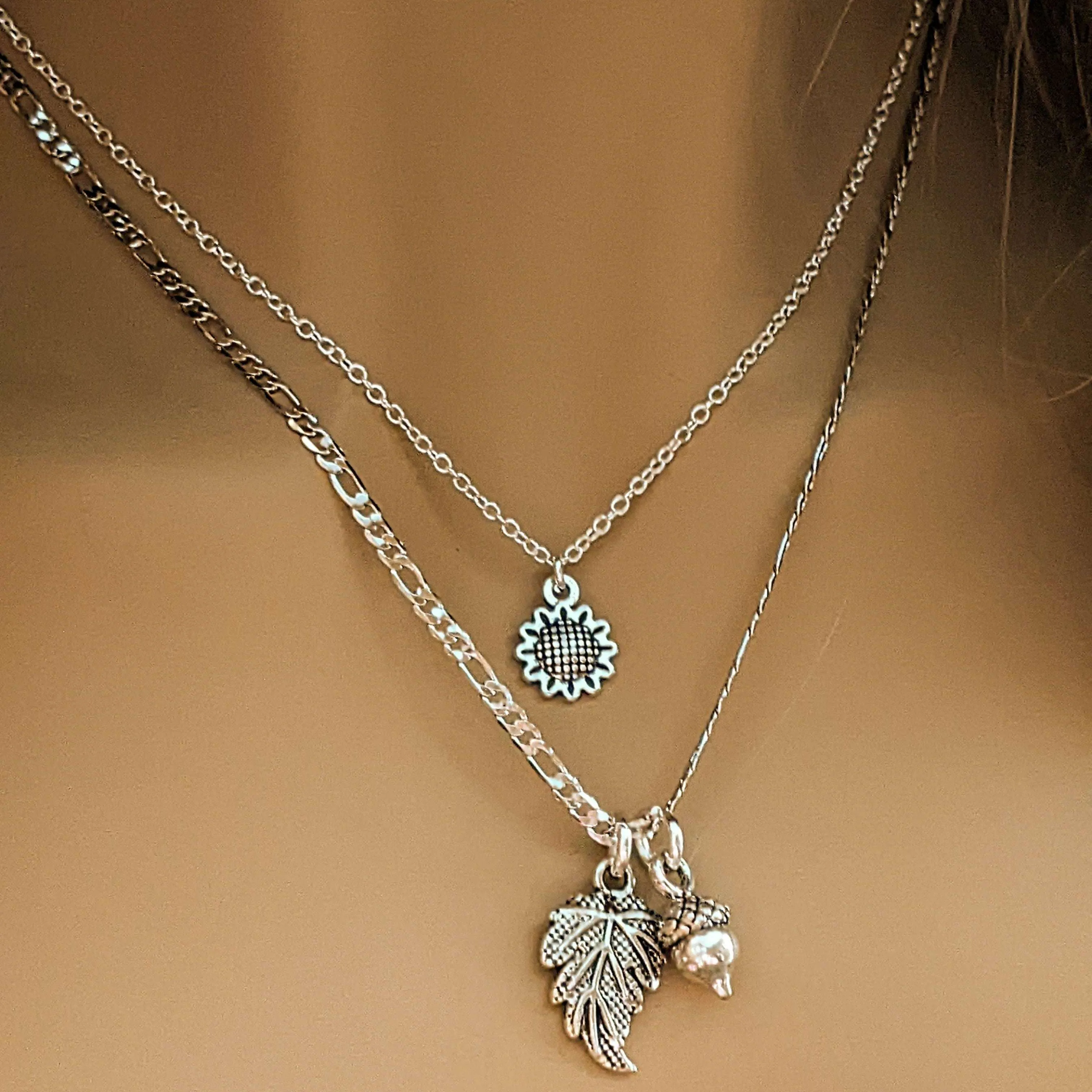 Silver Nature's Splendor Layered Necklace Set