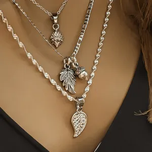 Silver Nature's Splendor Layered Necklace Set