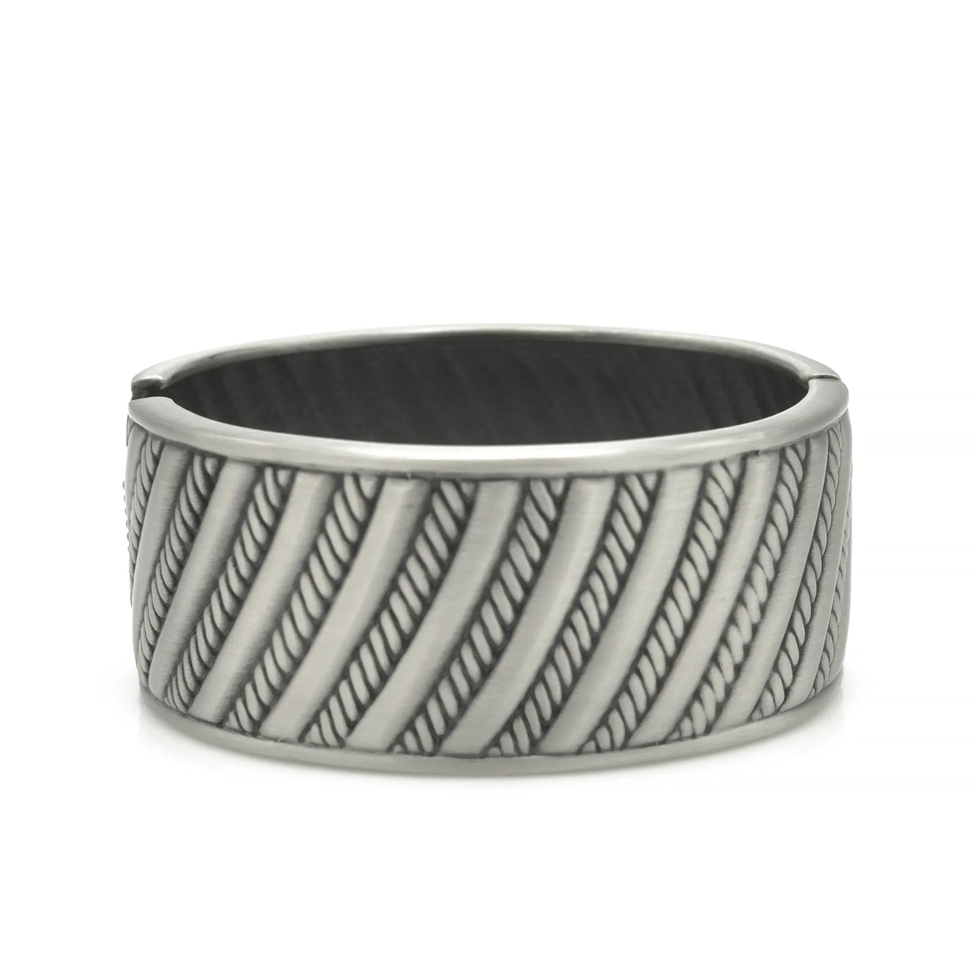 SILVER OXIDED ROPE HINGED BRACELET #FW-B9083S