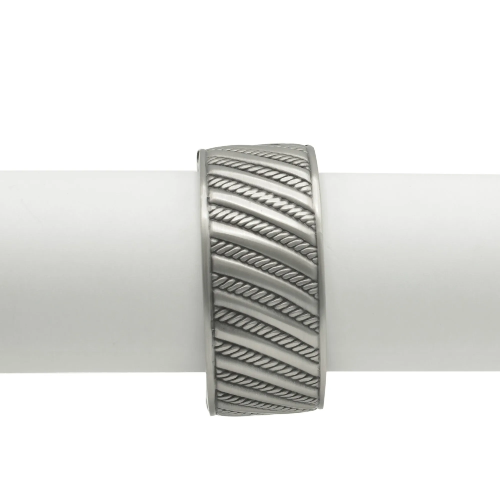 SILVER OXIDED ROPE HINGED BRACELET #FW-B9083S
