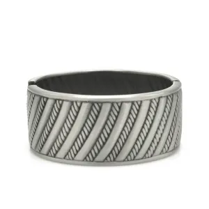 SILVER OXIDED ROPE HINGED BRACELET #FW-B9083S