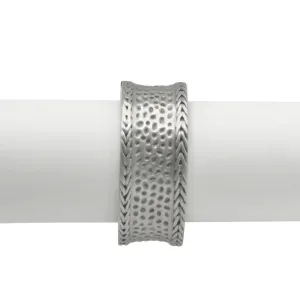 Silver Oxidized Matte Finished Hammered Hinged Bracelet #FW-B9071S