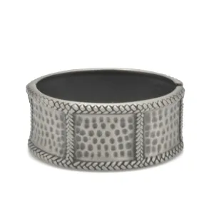 SILVER OXIDIZED MATTE FINISHED HAMMERED HINGED BRACELET #FW-B9081S
