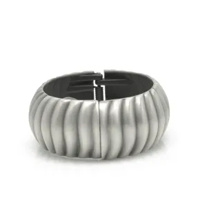 Silver Oxidized Wave  Hinged Bracelet #FW-B9075S