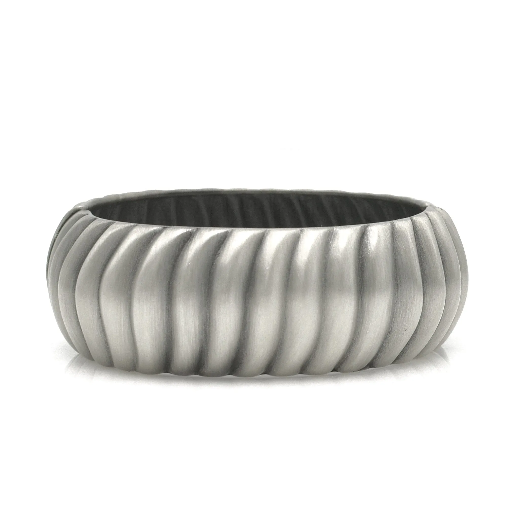 Silver Oxidized Wave  Hinged Bracelet #FW-B9075S
