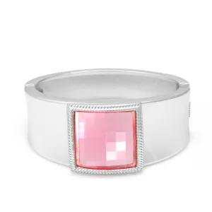 SILVER PINK CRYSTAL HINGED BRACELET #FW-B1563 SPK (14th Fl old office)