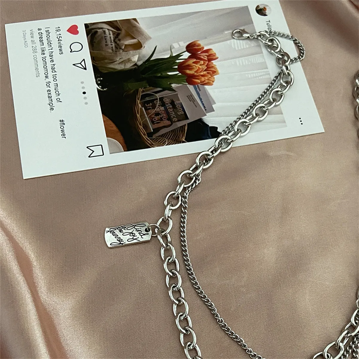 Silver-Plated Butterfly 'Change' Layered Pendant Necklace