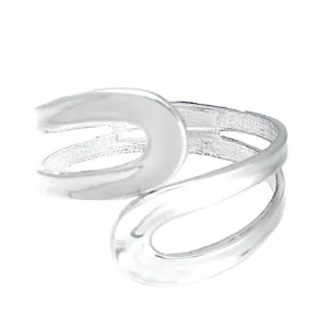 SILVER [PLUS SIZE] SILVER DOUBLE SCROLL HINGED BRACELET  #HB1171PLUS_SILVER (RA20)