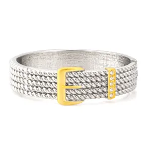 SILVER ROPE AND GOLD BUCKLE HINGED  BRACELETS #S/HB1707 (KC9)