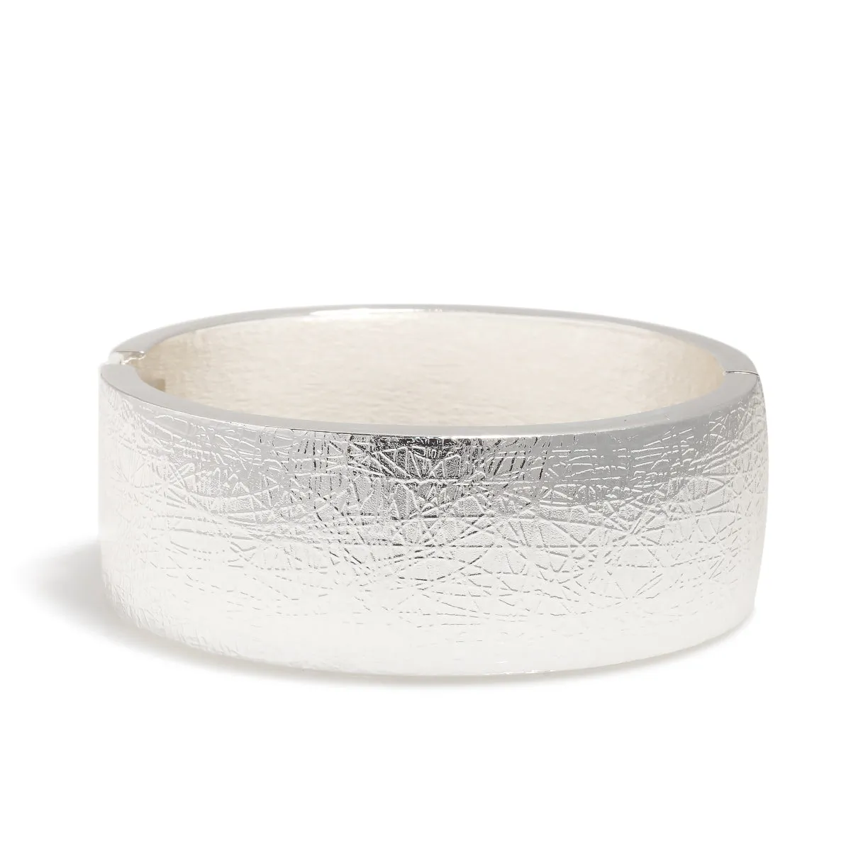 SILVER TEXTURE OVAL HINGED  BRACELET #FW-BDB16651S (14th Fl old office)