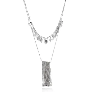 SILVER-TONE METAL 2ROW NECKALCE  #SWR-NK101002 (HG12)