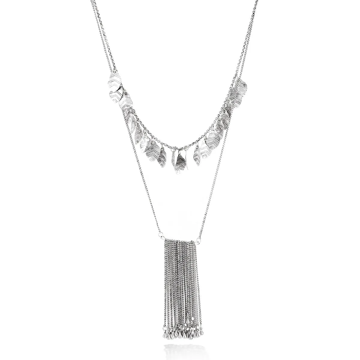 SILVER-TONE METAL 2ROW NECKALCE  #SWR-NK101002 (HG12)