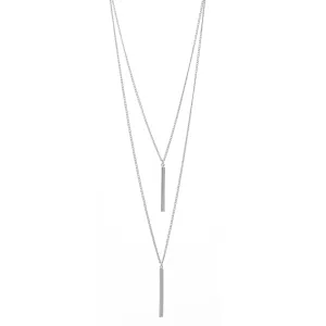 SILVER  VERTICAL BAR  LAYER NECKLACE# HNN89047SL