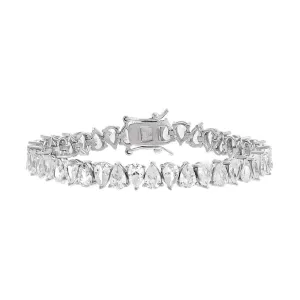 Silver Wide Pear Shaped Tennis Bracelet