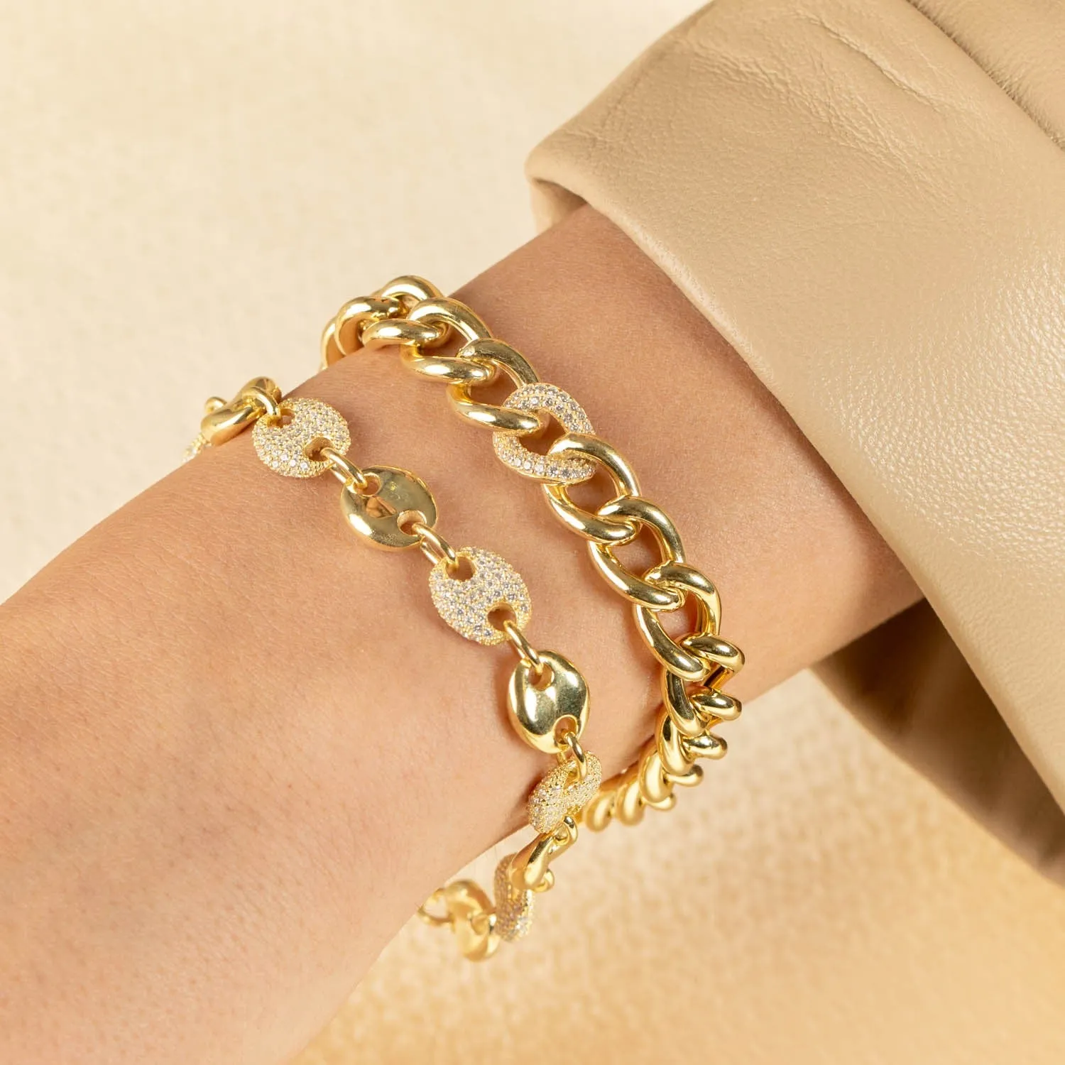 Single Pavé Round Curb Bracelet
