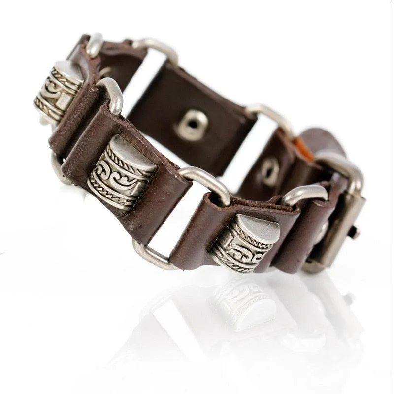 Skull Chain Leather Bracelet