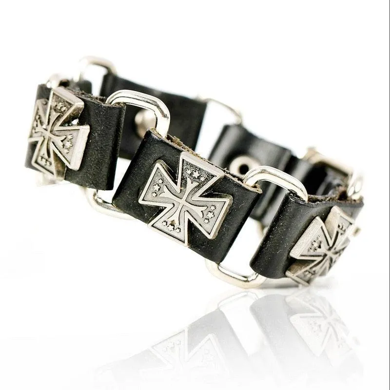 Skull Chain Leather Bracelet