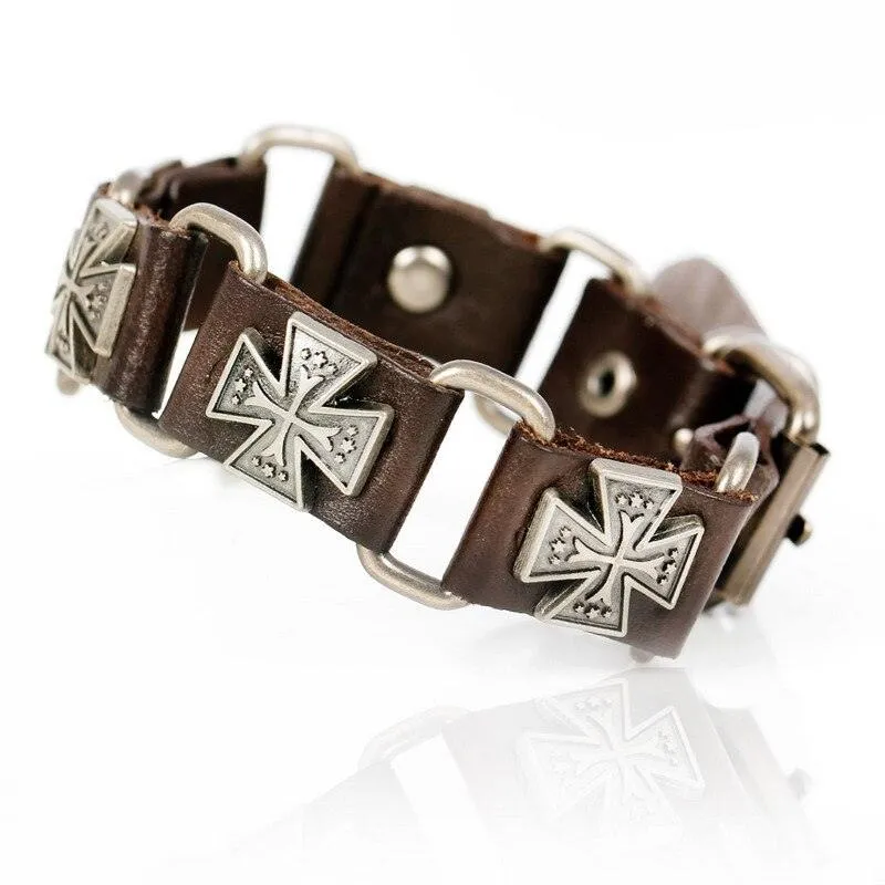Skull Chain Leather Bracelet