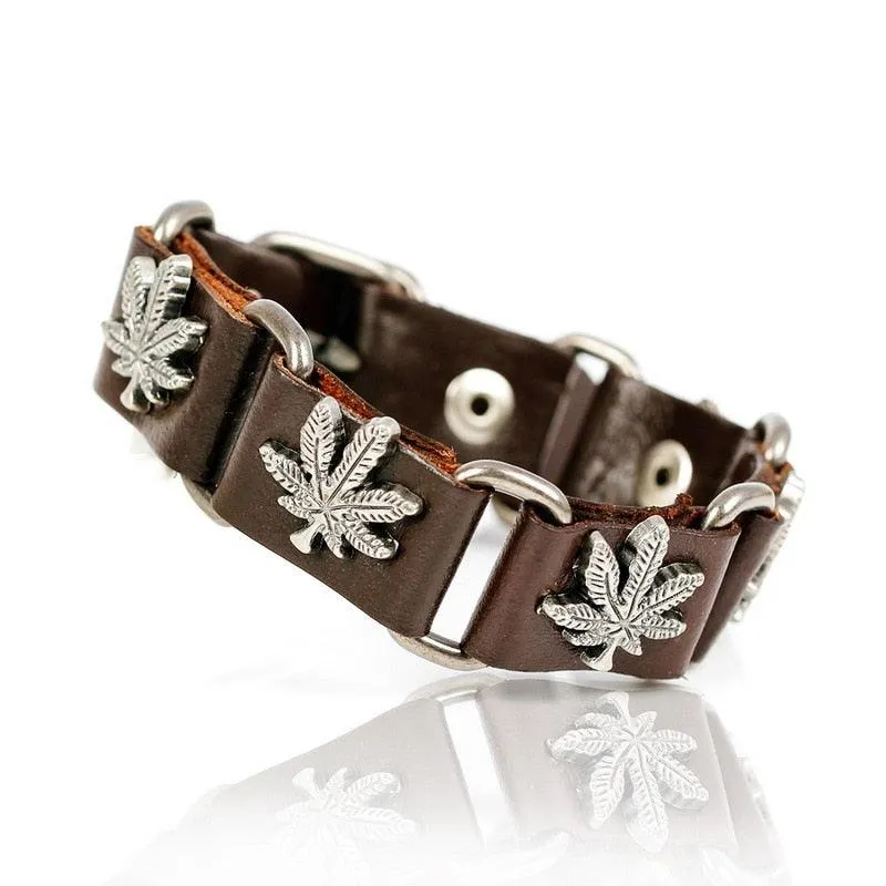 Skull Chain Leather Bracelet