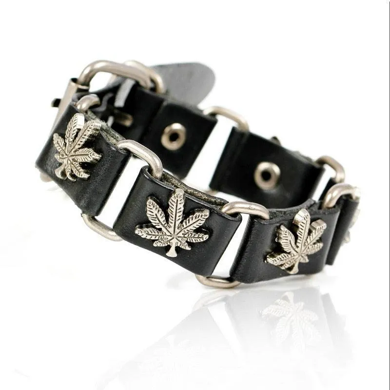 Skull Chain Leather Bracelet